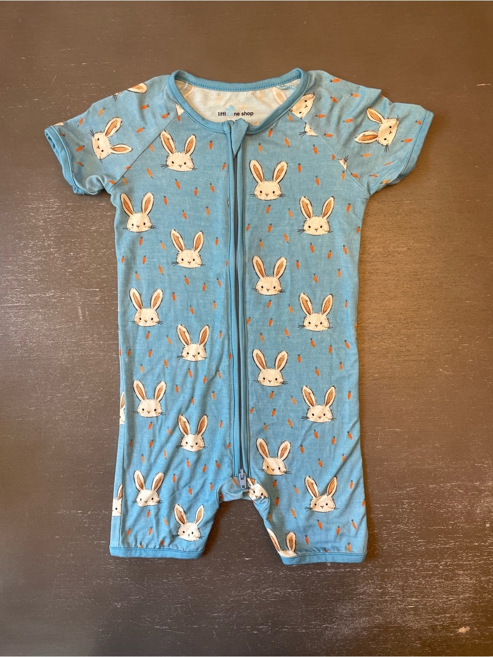 18-24m Little One Shop Bamboo Shorty Zip Romper in Garden Bunny